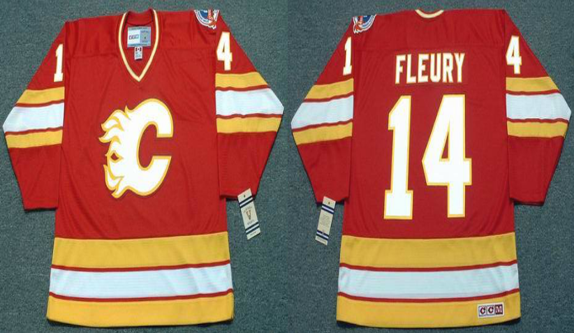 2019 Men Calgary Flames #14 Fleury red CCM NHL jerseys->calgary flames->NHL Jersey